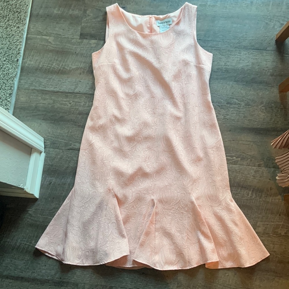 Vintage Danny & Nicole Light Pink Brocade‎ Sleeveless Dress Flare